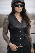 GILET BOLERO CUIR BIKER POUR
