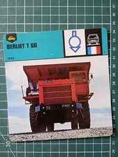 Fiche Auto circa 1978 12 x 12,5 cm camion benne Dumper Berliet T60