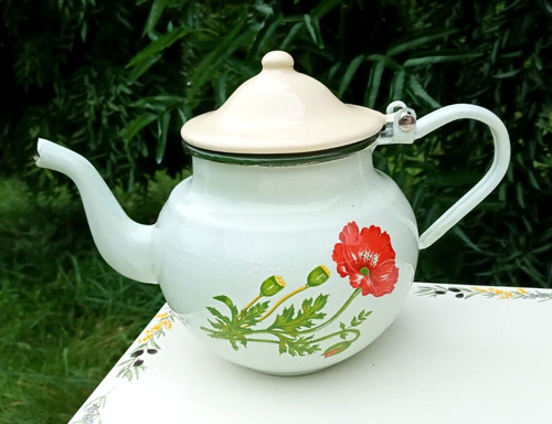 Ancienne théière émaillée - théière,