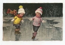 illustrateur COLOMBO . Enfants . Patinage sur Glace . Patins à glace