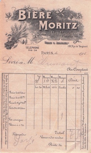 Paris brasseur moritz 1910 - brasseur,