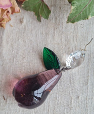 ANCIENNE PAMPILLE LUSTRE FRUIT EN VERRE MURANO POIRE