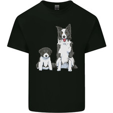 Un T-Shirt Pour Enfants Avec Un Border Collie Et Un Chiot