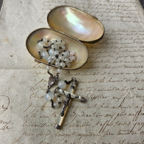Chapelet ancien argent - chapelet, opaline