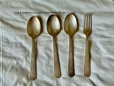 Vintage  Lot 3 cuillères + 1 fourchette Métal Argenté 2 Poinçons à identifier