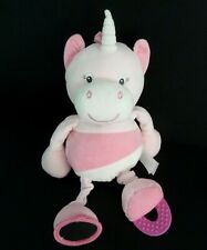O1- DOUDOU PELUCHE LICORNE GIPSY ROSE RAYE BLANC GRELOT MIROIR 30cm EXCELL ETAT 