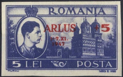 Romania 1947 red overprint - romania,