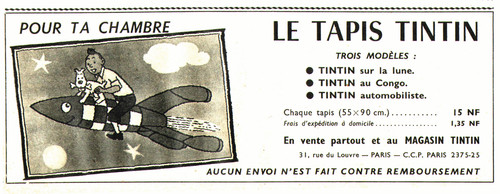 Publicité tapis tintin - , "