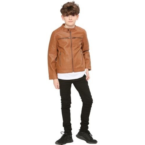 Veste cuir marron clair - en,