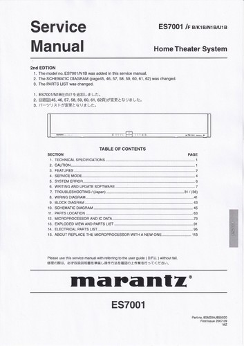 Service manuel instructions - service, d'instructions