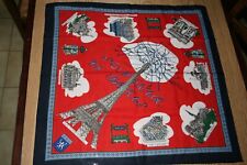 Ancien foulard Souvenir de Paris Tour Eiffel Notre-Dame