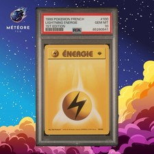 Carte Pokémon Energie Electrique PSA 10 100/102 Edition 1 Wizards Set de Base FR