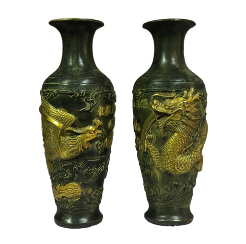 Antique bronze dragon phoenix - dragon,