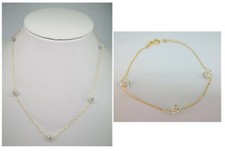 Parure Femme Bracelet Collier or Jaune 750 18KT Zircons Punto Luce Diamants