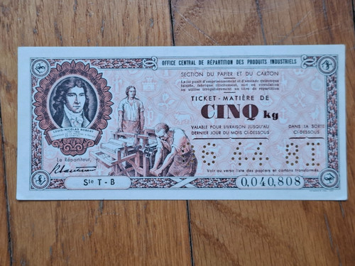 Rationnement ticket matiere - -,