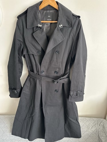 Mng trench long noir ceinturé - mng,