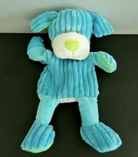 *. DOUDOU PLAT MARIONNETTE BABY NAT CHIEN DOUBAMBINS BLEU VERT BLANC POIS NEUF*