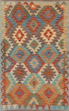 Tapis Kilim Tissé À Plat Sud-Ouest 3x5 Pi Ft Tapis Oriental En Laine Multicolore