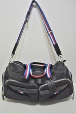 Lancel, Superbe sac Week-end, en toile et cuir noir et anses tricolor 