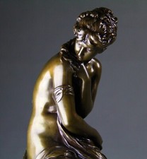 Sculpture bronze ancien "La Frileuse" par Mathurin Moreau fin XIXème