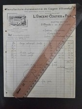 Facture Manufacture jurassienne de cages d'oiseaux, Vincent-coutier à St Claude
