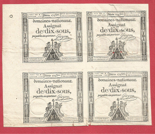 Planche assignats 10 sous - assignats,