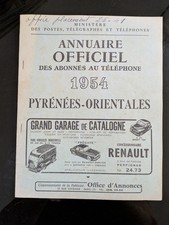 Rare Annuaire officiel des abonnés au téléphone - 1954 - Pyrénées Orientales P.O
