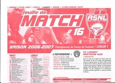 Feuille de match N°16 ASNL -