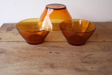3 Bols en verre ambré jaune de chez Duralex