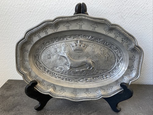 Ancien plat decoratif etain - plat,