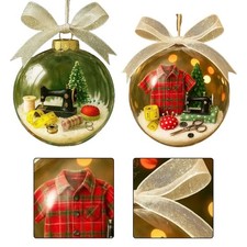 Ornement boule à neige machine à coudre avec thème vacances et boucle de susp