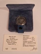 10 francs argent 1985 Victor Hugo BE avec boitier