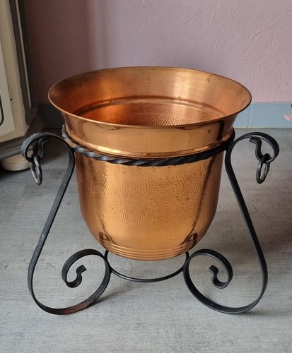 Cache pot cuivre sur socle - sur,