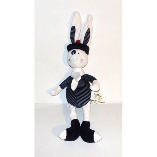 Doudou lapin marin blanc bleu - marin,