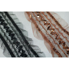 Ruban Broderie sequin paillette dentelle voile froissé,plissé neotrims,ornement 