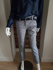 FAÇONNABLE pantalon Chino Cigarette rayé  Bleu Marine T38 (6 usa) Ttbe