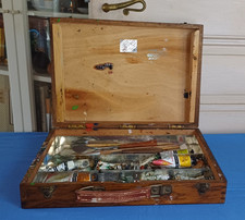 Ancienne boîte Mallette de Peintre en bois BLANCHET PARIS rue Bonaparte
