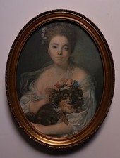 Tableau oval Doré à la feuille GUENOT ATELIER D'ART Peinture Sur Soie