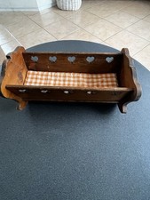 Ancien Berceau de Poupée En Bois avec son Matelas