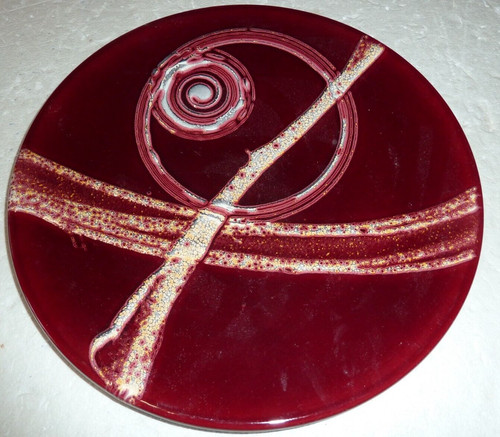 Superbe plat rouge décor - rouge,