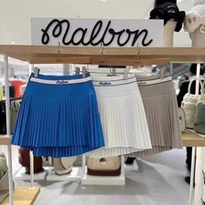 Jupe plissée neuve Malbon Golf Essential 2 couleurs blanc kaki (taille : S...
