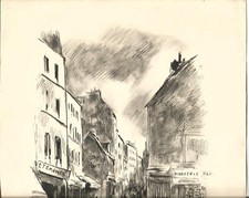 Dessin Le Quartier Latin par Berthold Mahn (Paris  1934) .Idéal à encadrer.N° 3.