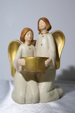Bougeoir terre cuite figurines anges
