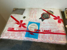 Ancienne Parure Lit Rétro 5 Pièces Drap Taie Traversin Blanc Et Rose Regal 