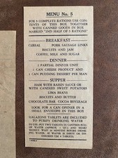 MENU   5   US ARMY 1944 ration