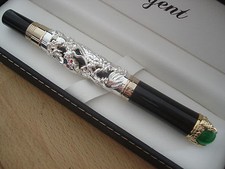 Somptueux stylo noir et argenté, plume or,Regent,Collector + coffret 