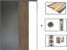 Porte Coulissante Urban Walnut H204 X L93 + Systeme A Galandage Et Kit Finition 
