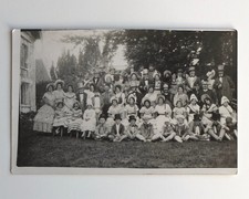 Groupe enfants adultes déguisés, costumes déguisements- Photo ancienne CPA RPPC