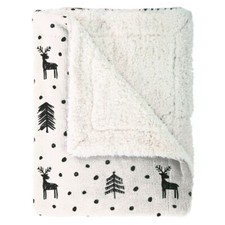 Plaid blanc et noir neuf 130 x 170 cm Mistral Home modèle coral sherpa
