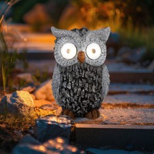 Lampe Solaire Extérieure Chouette Sculpture Aspect Pierre LED Animal Jardin